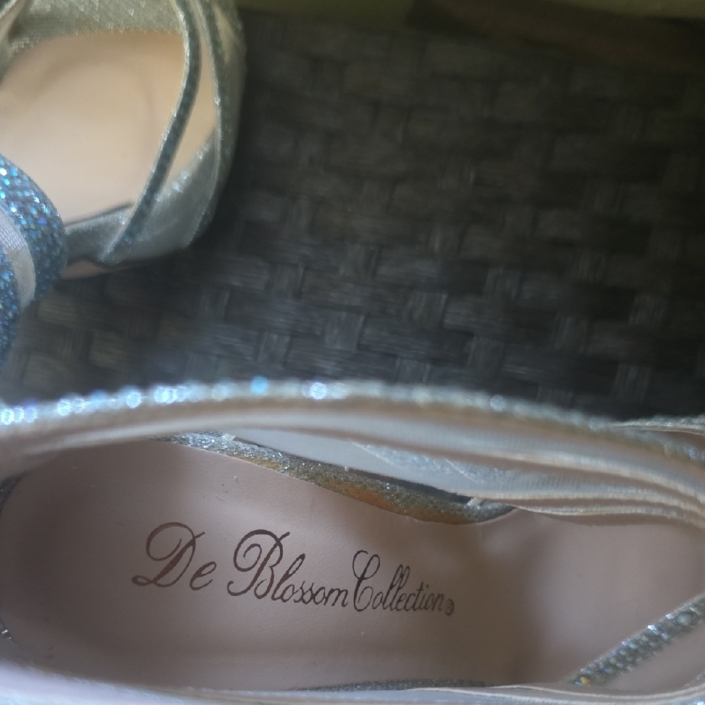 De Blossom Collection Silver Sparkle Heels - Picture 2 of 7